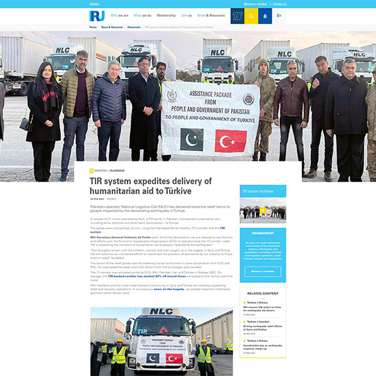 TIR system expedites delivery of humanitarian aid to Türkiye